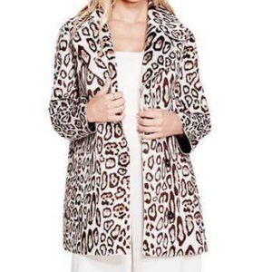 GUESS Textured Coat Jacket Leopard print Brown Beige